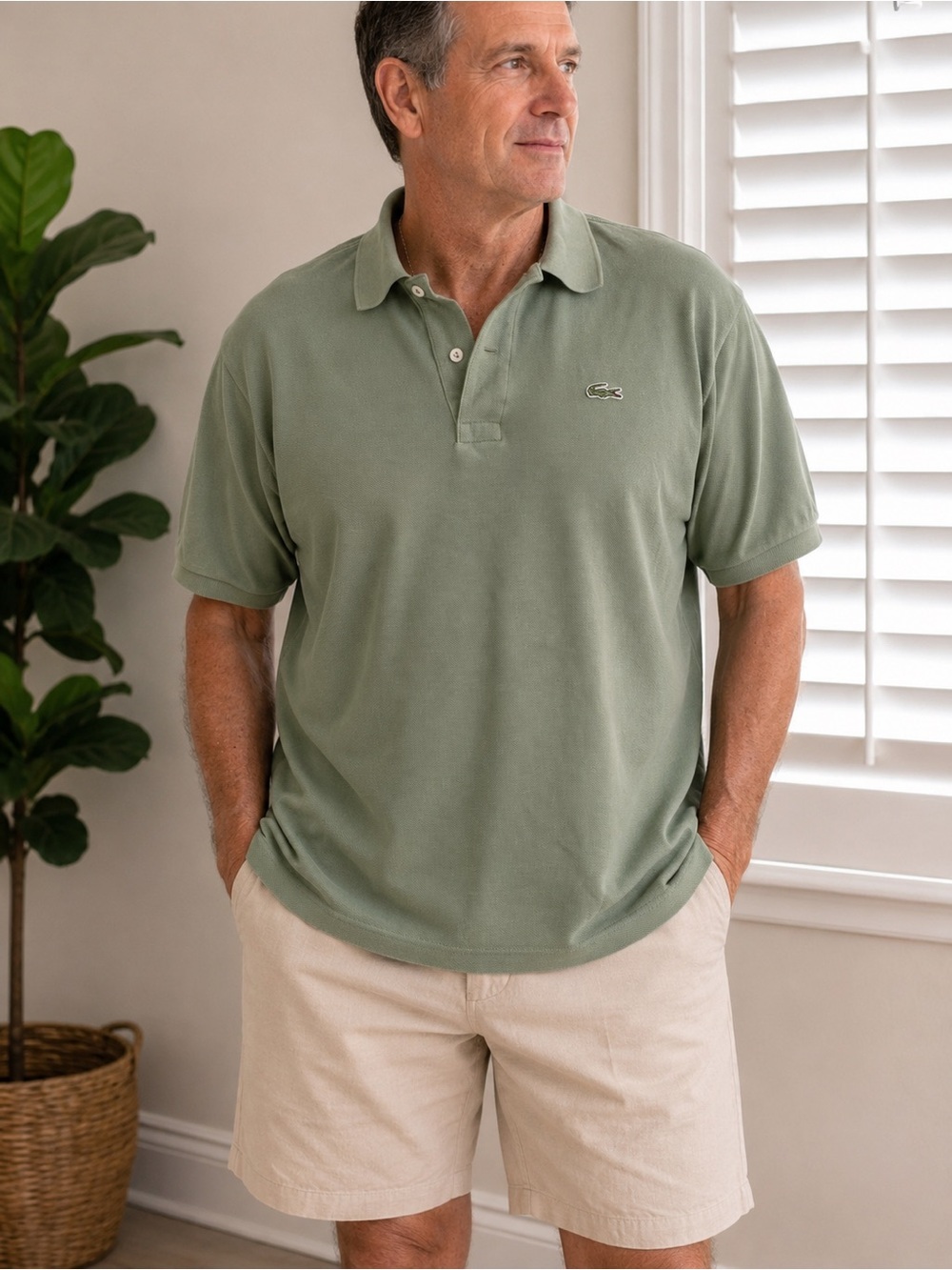 Lacoste Men’s Classic Polo Shirt in Sage Green XL